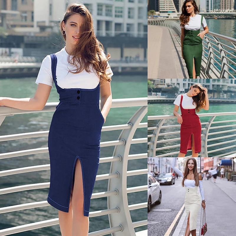 

Backless Bodycon Midi Dress Women Summer Vestidos 2021 New Pocket Button Cotton Dress Sexy Split Ladies Dresses