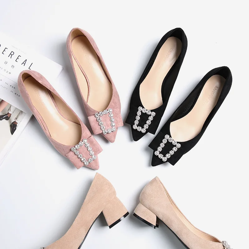 

Rhinestone Heels Square Heel Wedding Shoes Valentine Shoes Dress Shoes Women Fetish High Heels Pumps Chaussure Mariage Femme