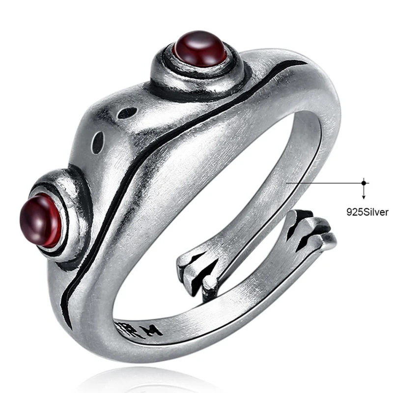 925 пробы Серебряное кольцо в виде лягушки Ретро стиль 2021 Мода зверьков для