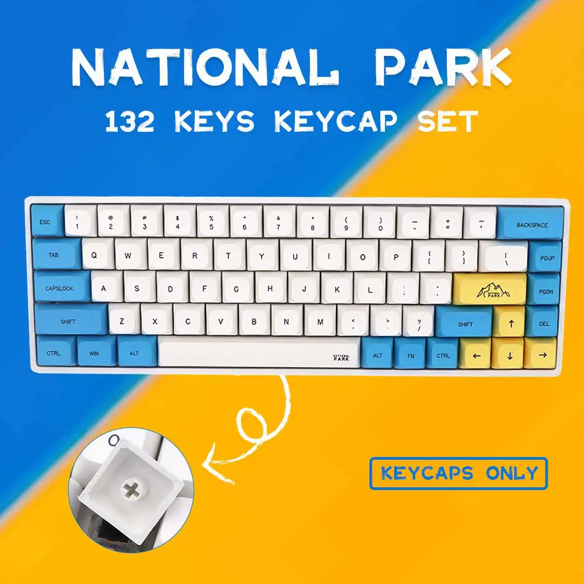 

132 keycaps Keypro National Park Ethermal Dye Sublimation fonts PBT keycap For 60-108 Keys Wired USB mechanical keyboard