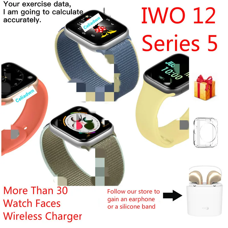 Смарт-часы серии 5 IWO 12 40 мм Bluetooth SIRI SmartWatch для iPhone Android phone монитор сердечного ритма