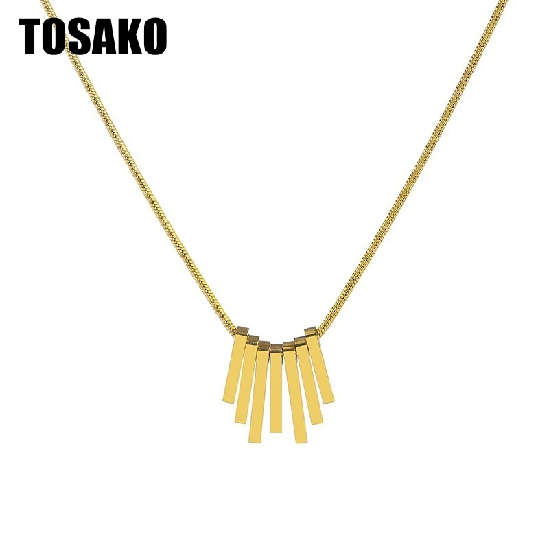 

TOSAKO Stainless Steel Pendants Titanium Gold Color Necklaces for Women Sweater Chain Fashion Jewelry