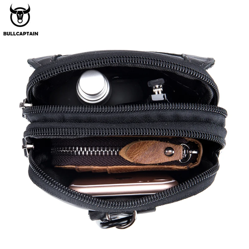 Мужская повседневная сумка BULLCAPTAIN из воловьей кожи модная поясная с крючком