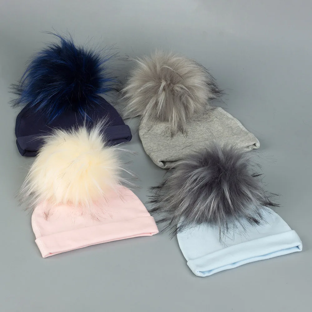 Зимние теплые шапки для младенцев с помпоном модные новорожденных девочек