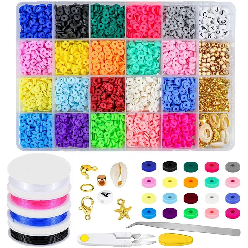 

Набор из глиняных бусин, ювелирный набор ручной работы, браслет ожерелье серьги Сделай Сам Набор для рукоделия, подходит для обратно в школу...