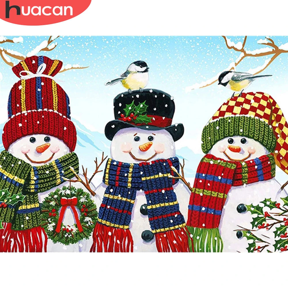 

HUACAN 5д Алмазная вышивка рождество Снеговик Полная площадь/Круглый алмазные картины зима декор для дома подарок