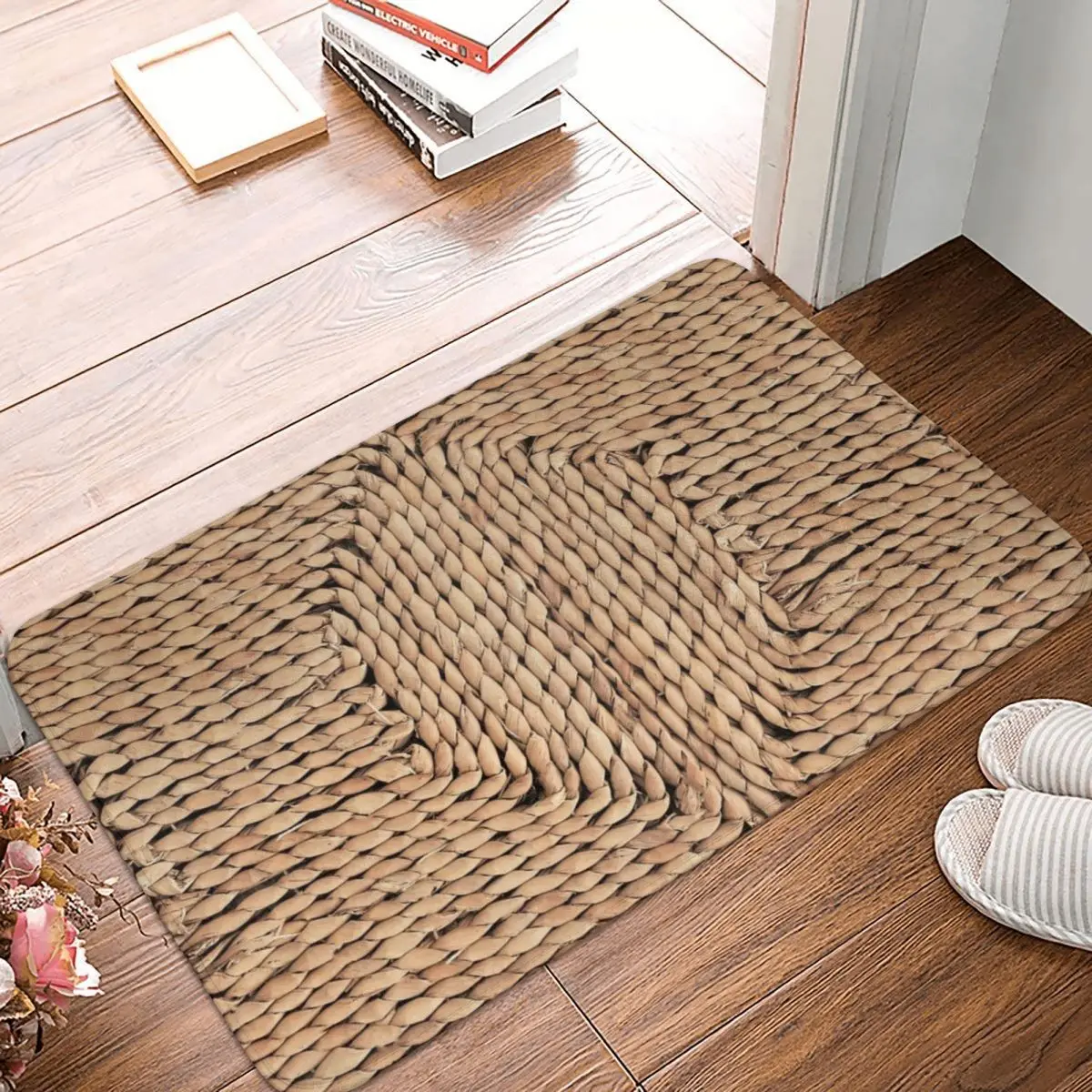 

Mediterranean Rattan Polyester Doormat Rug carpet Mat Footpad Anti-slip AntiwearEntrance Kitchen Bedroom balcony Cartoon