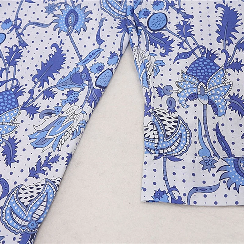 Повседневное Хлопковое платье миди женское синее шикарное длинное с пейсли в