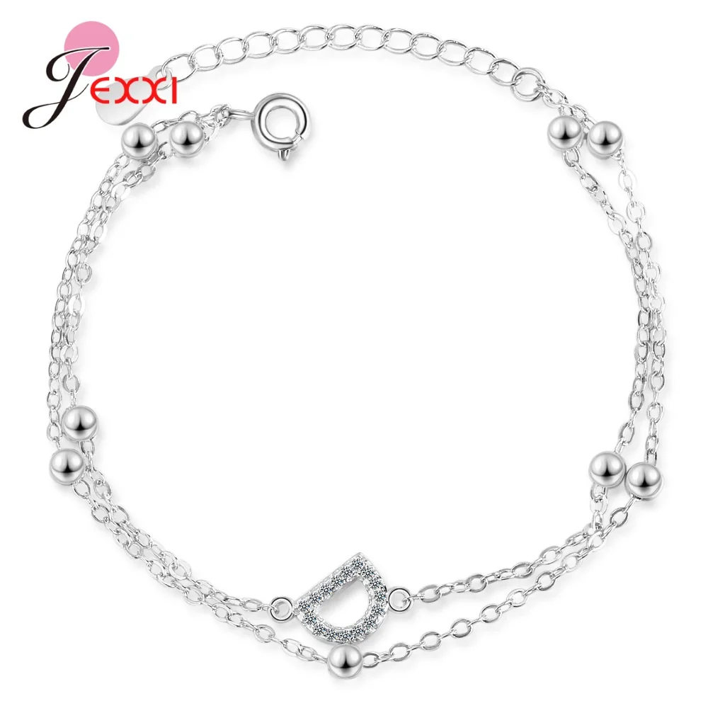 

New Arrival Women Girls Fashion Letter D Pendant Bracelets 925 Sterling Silver Beads Hand Chains For Girlfriend Birthday Party
