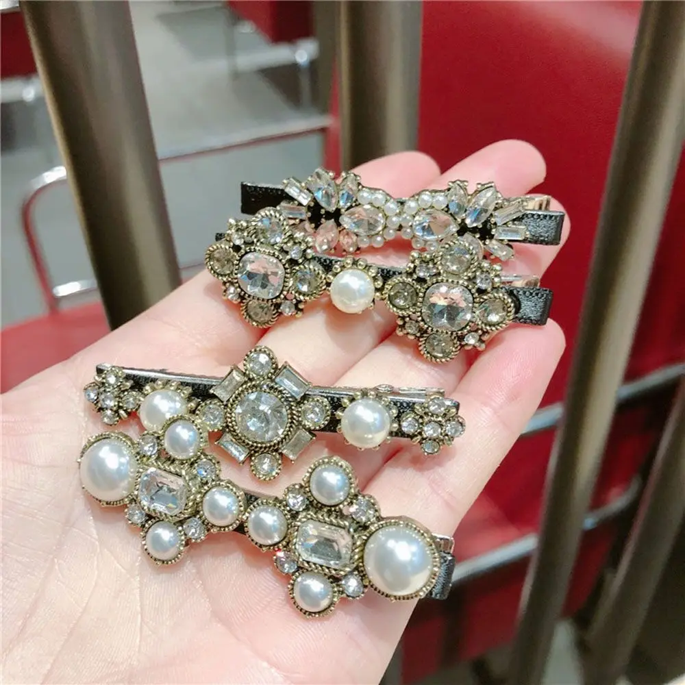 Винтажный заколка для волос Ретро цветок с жемчугом и кристаллами шпилька женщин