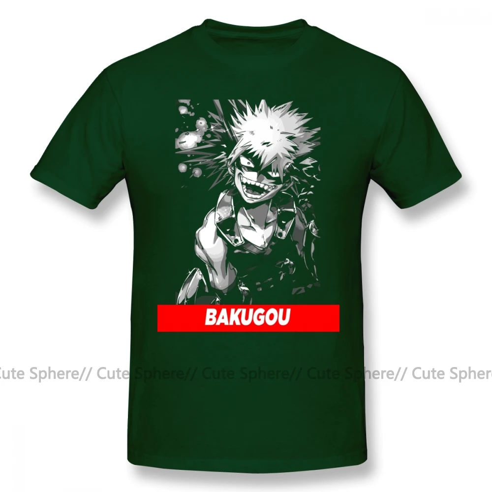 Bakugou футболка Bakugou Boku No Hero Academy футболка уличная плюс размер футболка потрясающая Мужская футболка с короткими рукавами и принтом - Цвет: Dark Green
