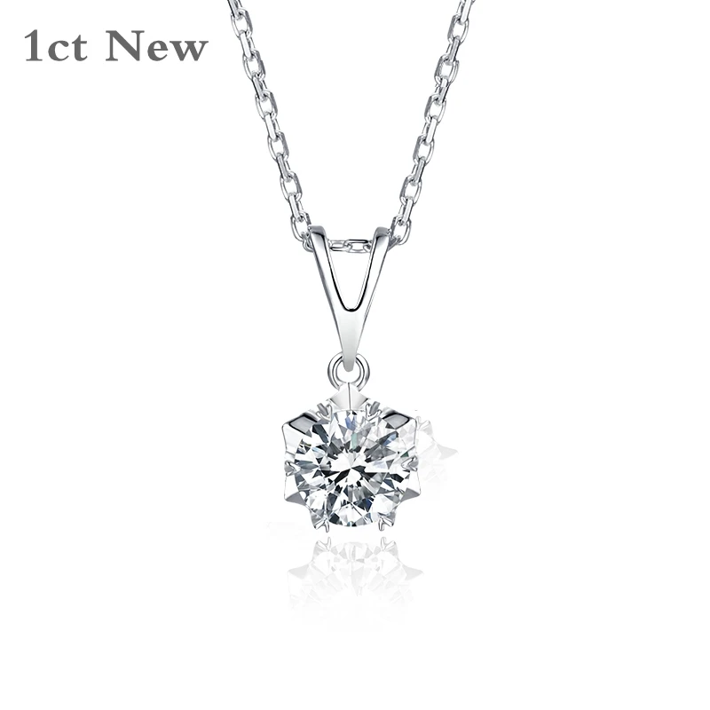 Колье Moissanite 1ct 6 5 мм D круглое из серебра 925 пробы ювелирное изделие для свадьбы
