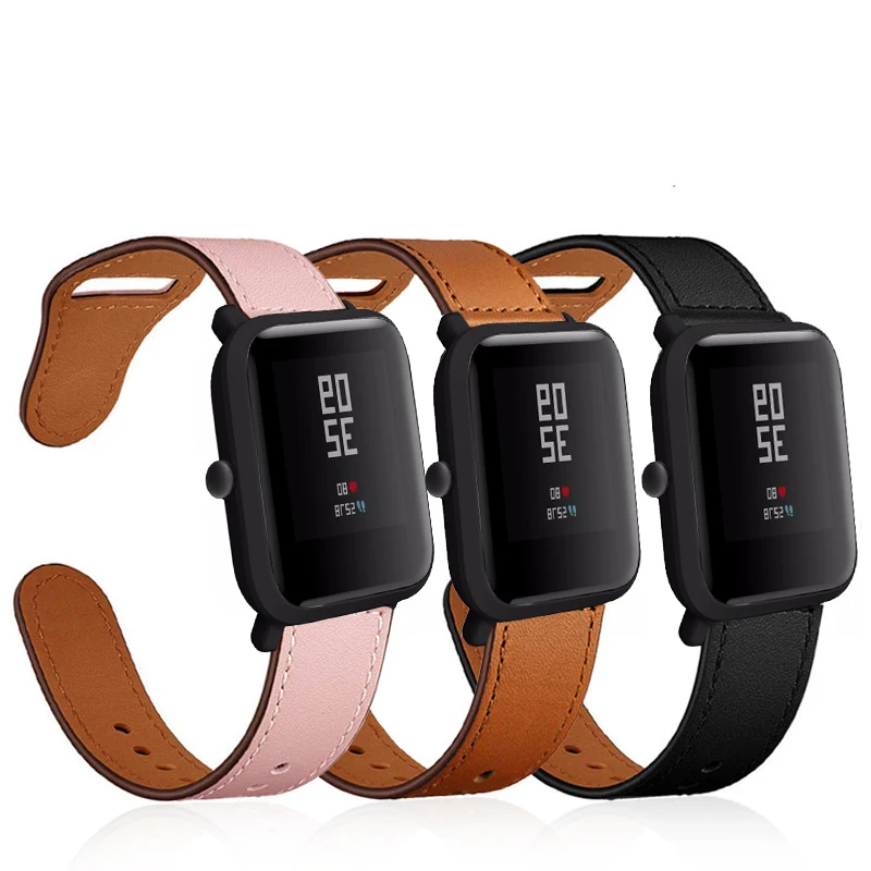 Ремешок для часов Amazfit GTS из натуральной кожи браслет Correa для Xiaomi Huami Amazfit Bip Lite Молодежные часы аксессуары