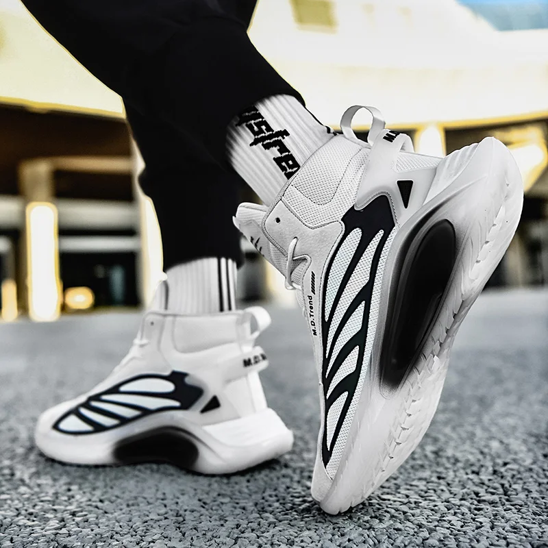 Jual Sepatu Basket Pria Musim Panas Sepatu Basket Pria Tinggi Atas Sepatu Bot Pergelangan Kaki Flywire Pria Latihan Sneakers Keranjang Berkualitas Tinggi Peredam