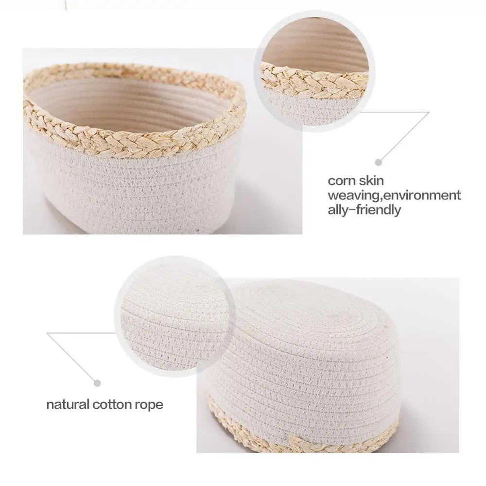 

Rope Woven Storage Baskets Set of 3 - Small Rope Baskets for Shelves Decorative Nursery Baskets Organizer Bins for Baby Toys