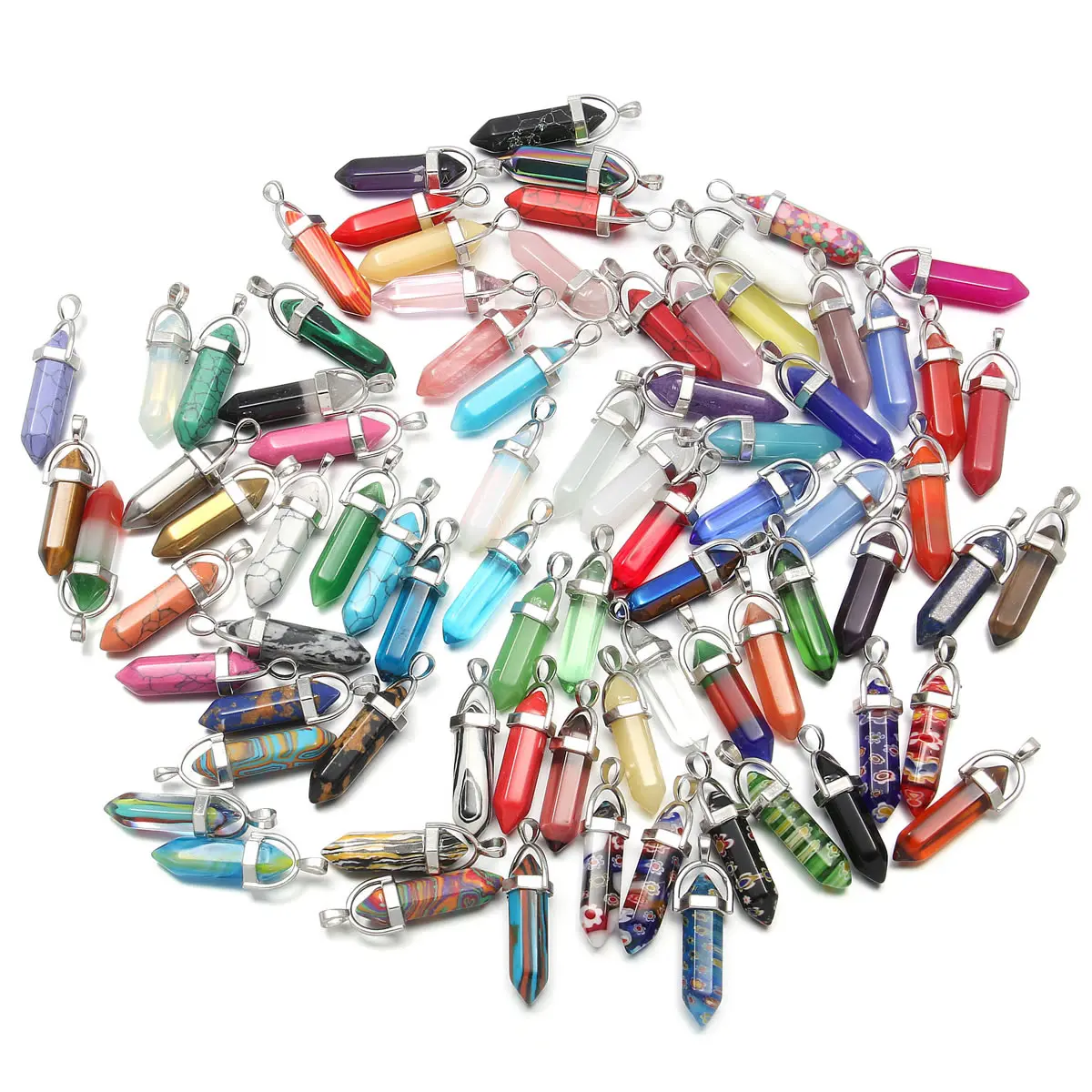 

Bullet Shape Natural Stone Pendant Real Purple Crystal Men Women Chakra Gem Stones Quartz Pendants DIY necklace accessories