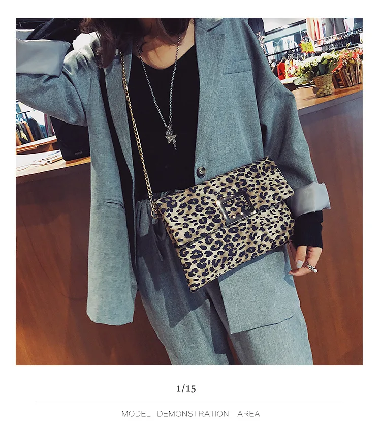 Роскошный женский леопардовый принт Конверт Сумка женские ботильоны на молнии