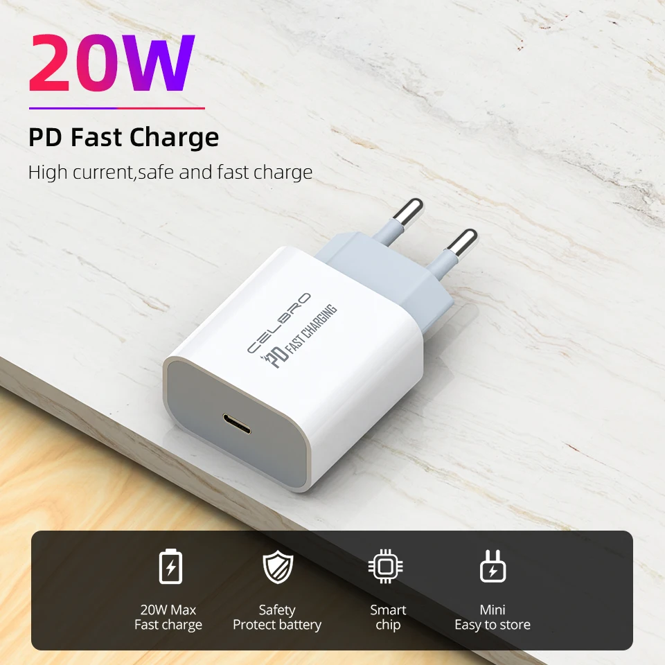 Фото Сетевое зарядное устройство USB Type-C с поддержкой быстрой зарядки 18/20 Вт - купить по Сетевое зарядное устройство USB Type-C с поддержкой быстрой зарядки 18/20 Вт - купить по