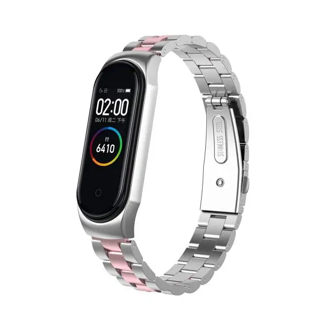 Mi Band 3 4 ремешок из металлической нержавеющей стали для Xiaomi mi Band 3 ремешок совместимый браслет mi band 3 браслеты Pulseira mi band3 - Цвет ремешка: Pink