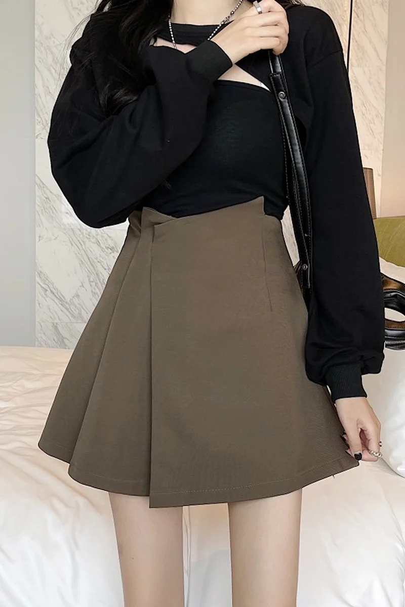 Черная Женская Осенняя юбка новинка 2021 обтягивающая трапециевидная короткая с