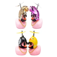 new cute helmet cartoon rubber little duck toy luminous car ornaments car dashboard decoration baby bathing toy adults kids gift