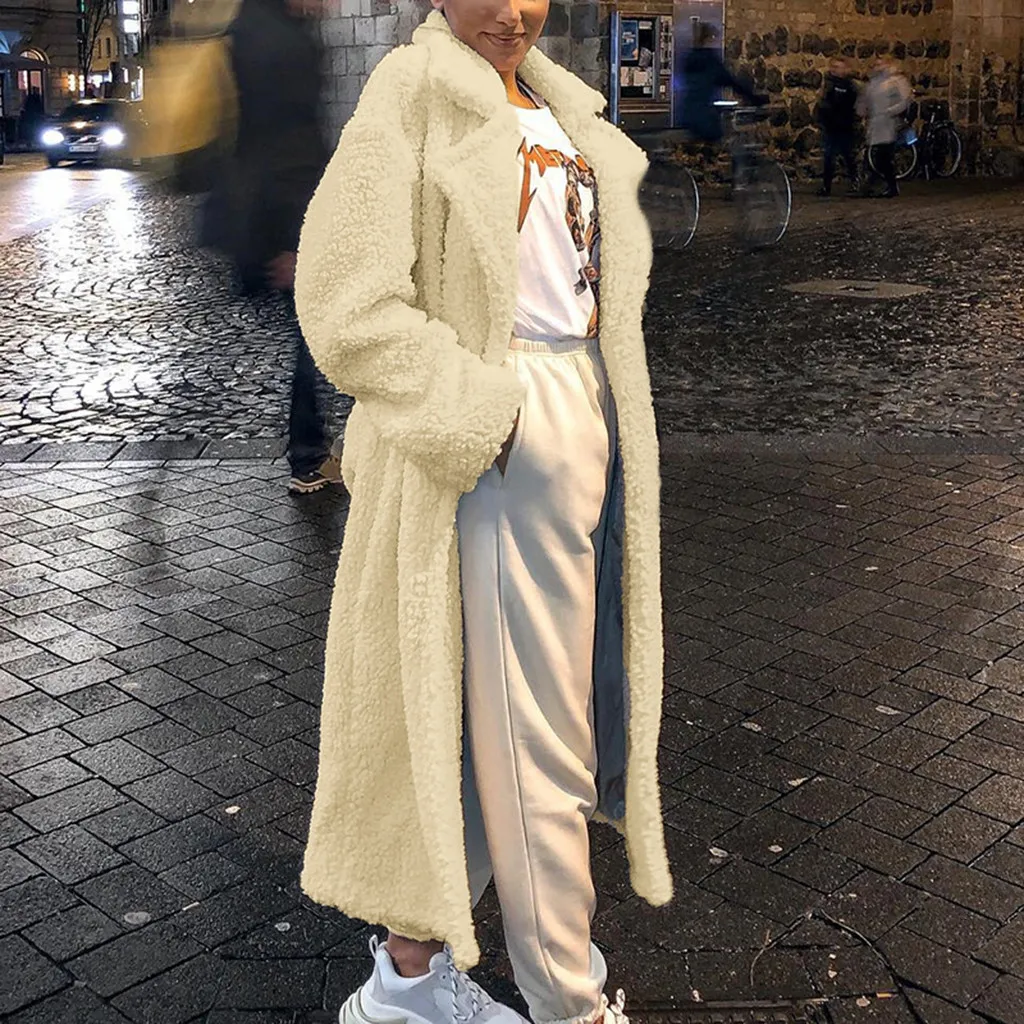 SAGACE модная женская меховая лацкана длинное шерстяное пальто женское толстая