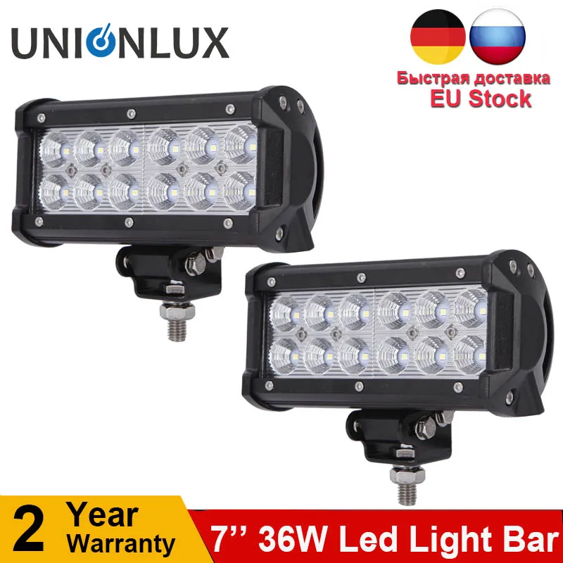 

2pcs 7inch Two Rows 36W Off Road LED Light Bar Spot Flood Beam for Tractor Car Truck Boat 4WD 4x4 SUV ATV Driving Lamp 12V 24V