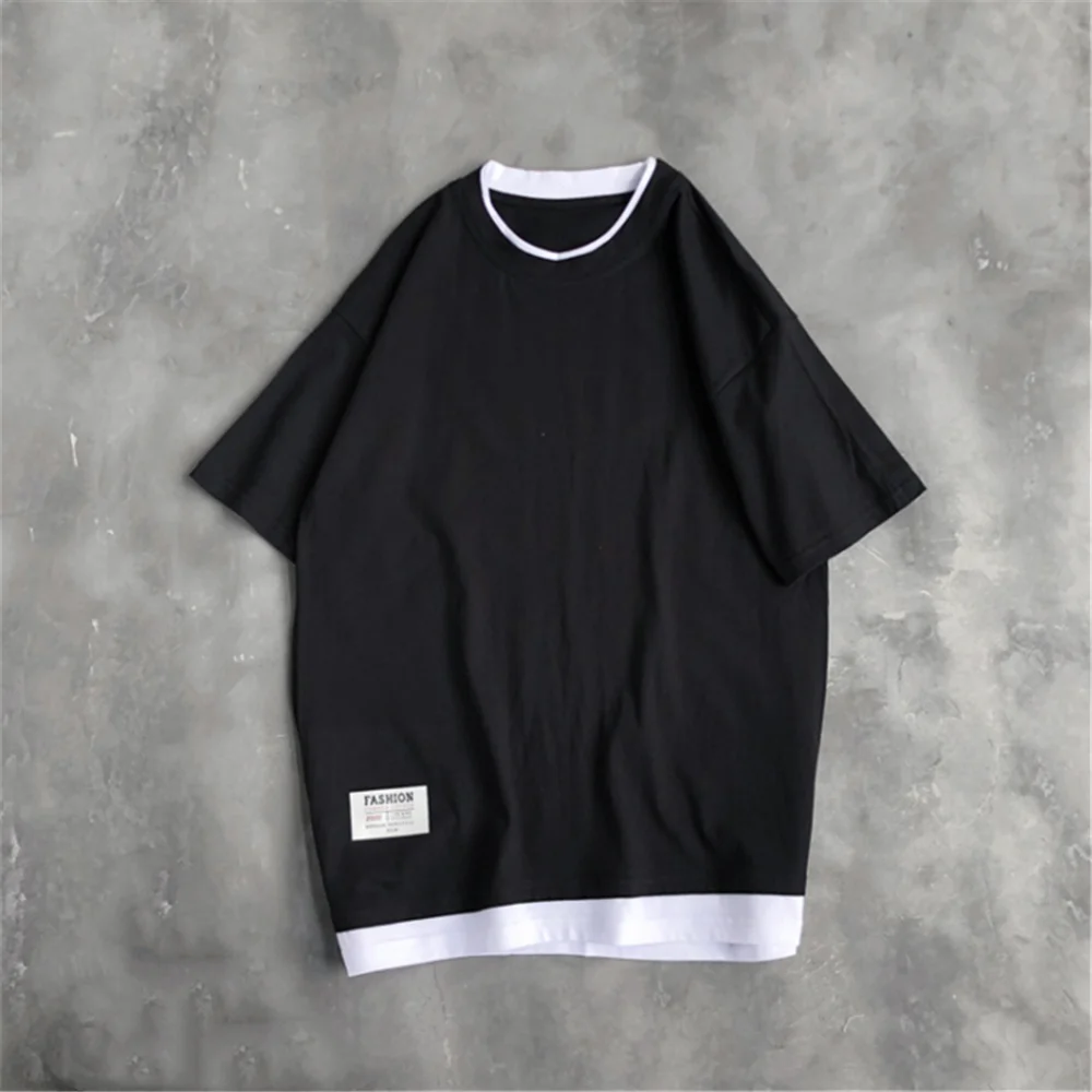 

Men's T-Shirts Summer Cool Unisex Short Sleeve Tshirts Streetwear Solid Loose Hip Hop Shirts Man Outwear Cotton Tops Plus Size