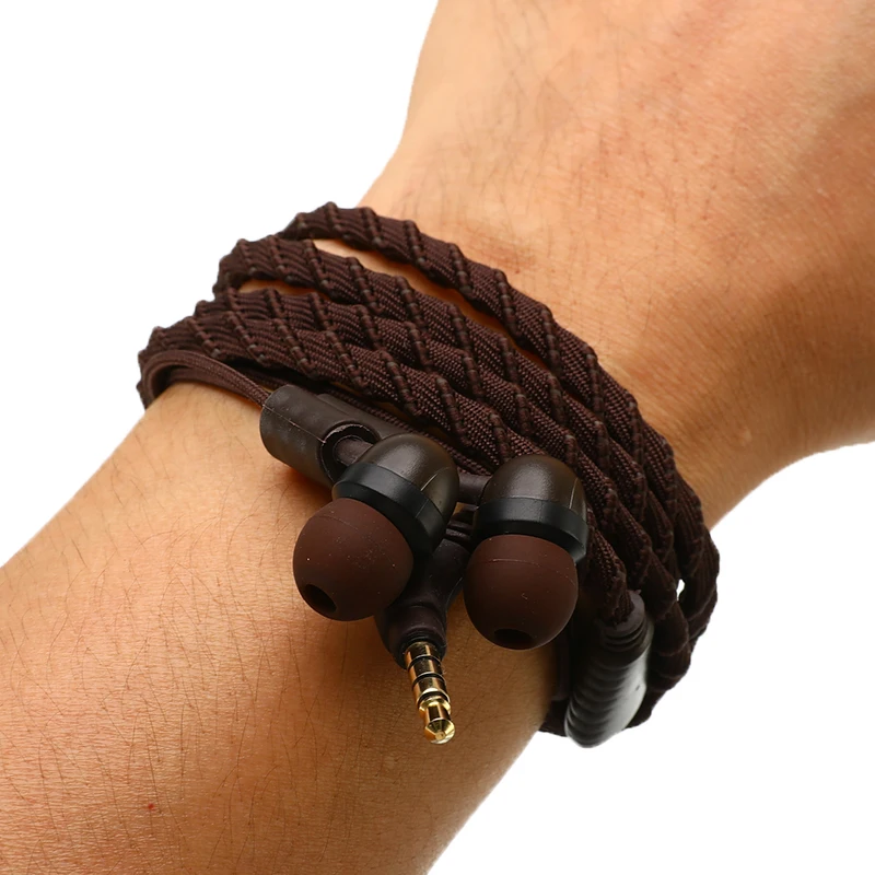 Модная Проводная гарнитура 3 5 мм наушники с плетеным браслетом микрофоном
