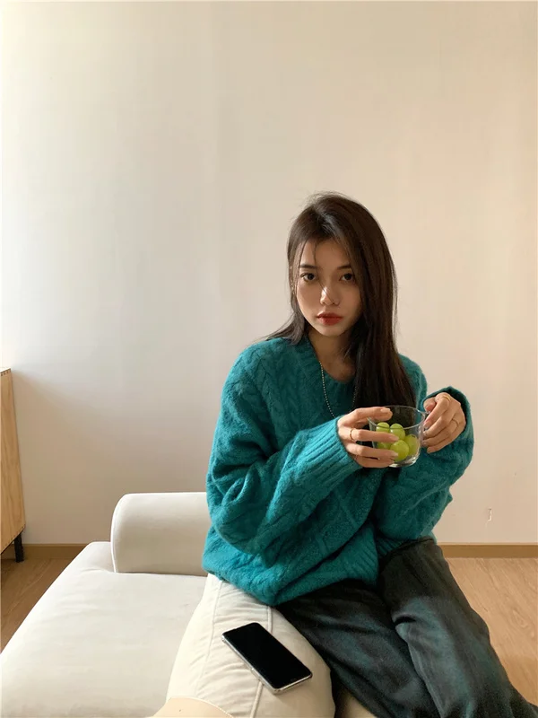 Ins Retro Pullover Sweater Vintage Jum | Женская одежда