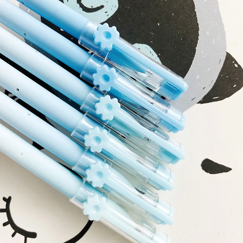 

2 pcs Blue Gradient Gel Pen Rollerball Pen Student Stationery School Office Supply 0.5mm Black Ink