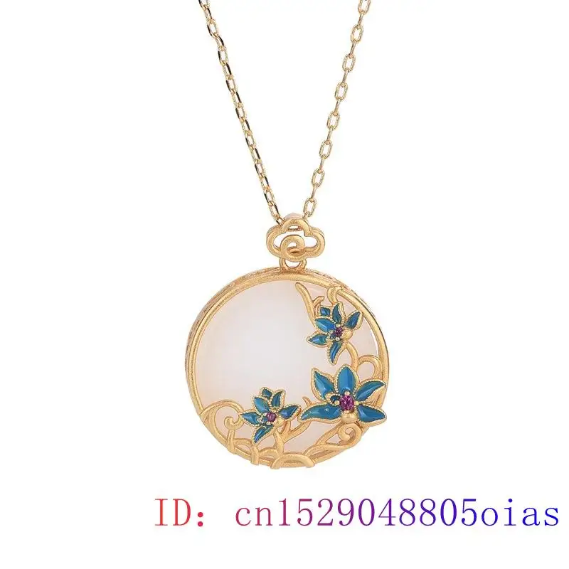 

Jade Flower Pendant Amulet Jewelry Gemstone 925 Silver Women Fashion Crystal Necklace Charm Natural Zircon Chalcedony Chinese