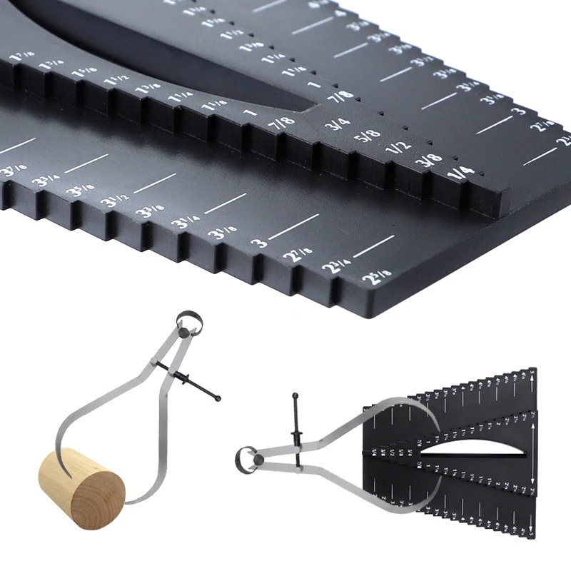 

Hot SV-Woodworking Scribing Ruler Outer Caliper Ruler 1/8inch-5Inch Round Center Square Center Scribe