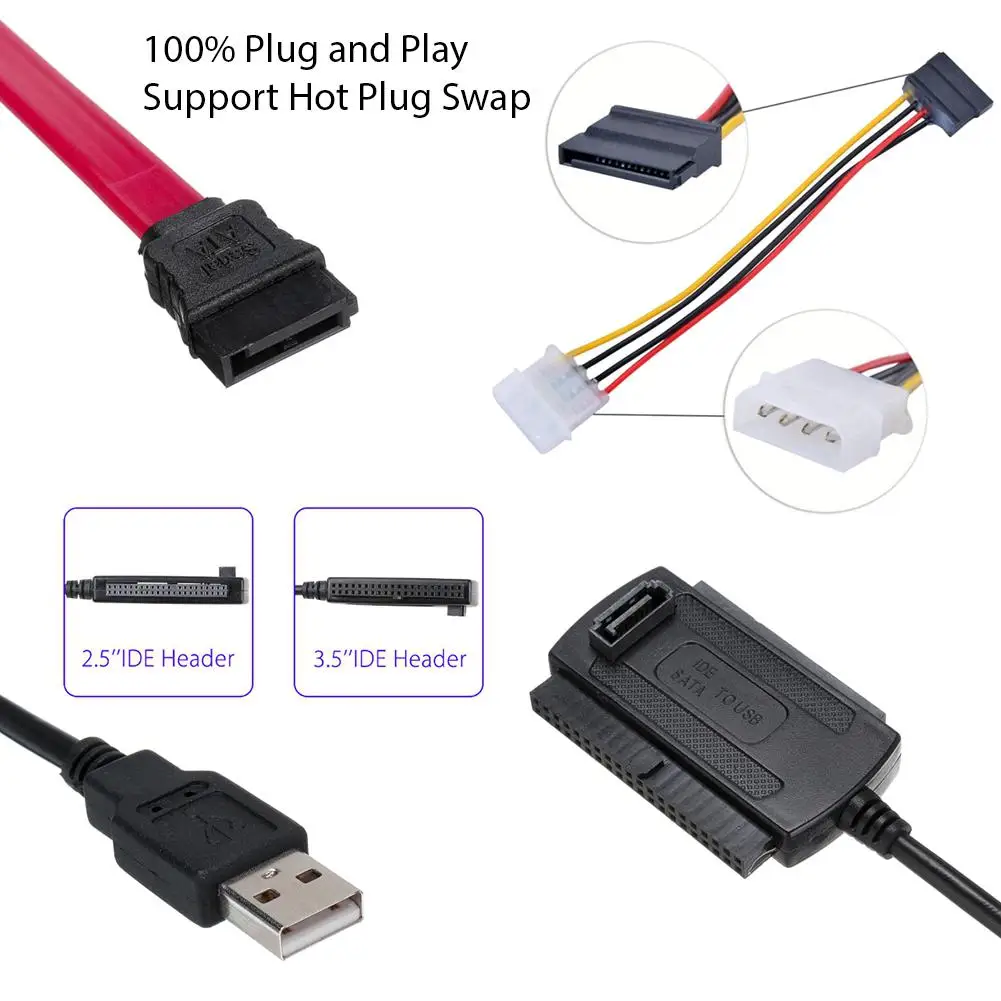 USB 2.0 to IDE SATA S-ATA 2.5 3.5 HD HDD Hard Drive Adapter Converter images - 6