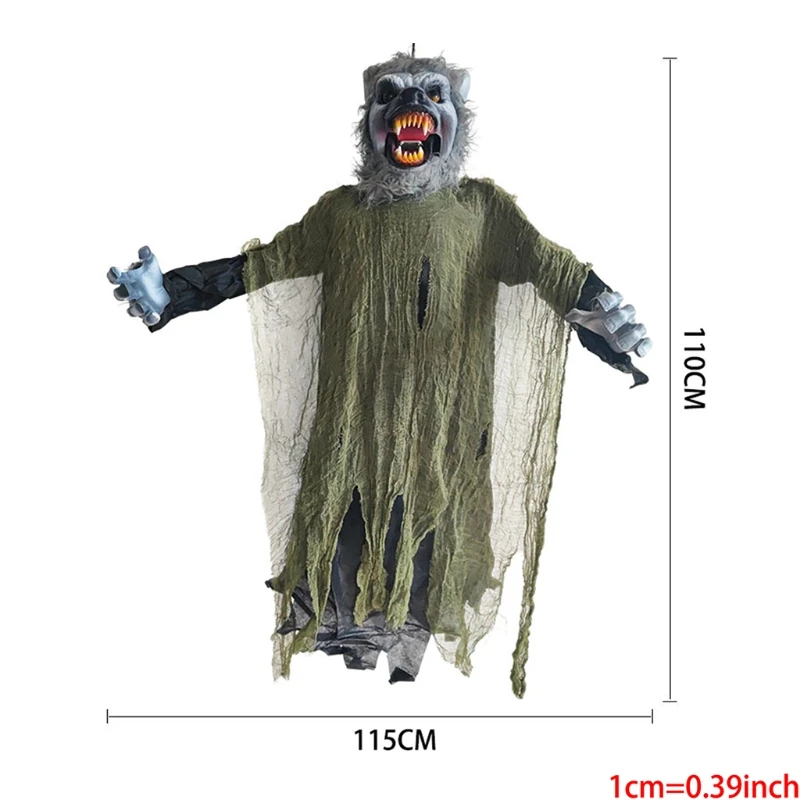 

Хэллоуин Голосовое управление страшный оборотенок подвесной анимированный Призрак с электрическим мигающим светодиодным глазом подвеска...