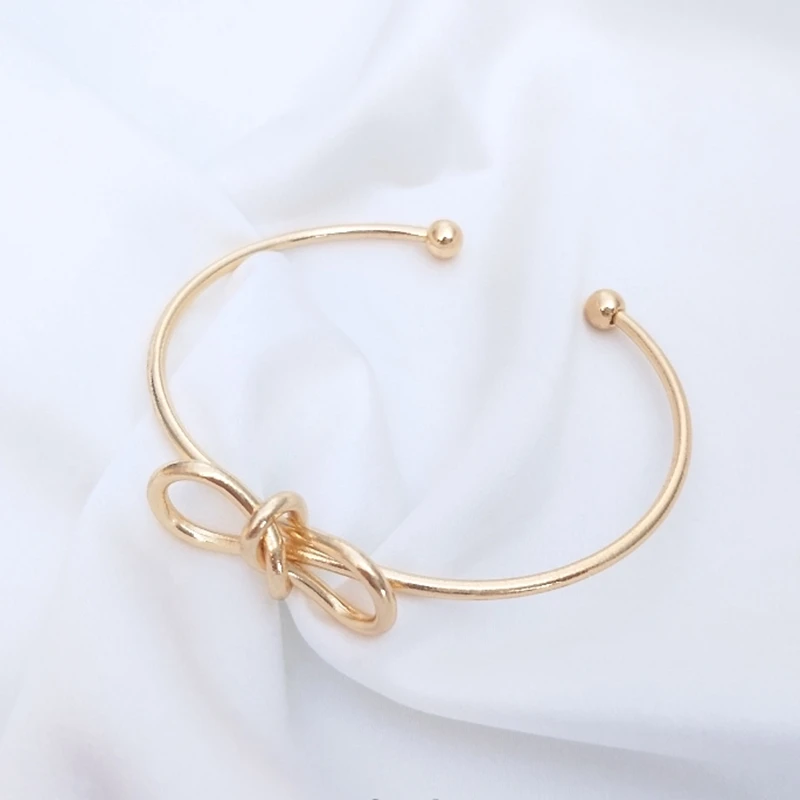 

Strengthen Color Retention 14K True Gold Filled Manual Bow Opening Copper Cuff Bracelets Simple DIY Jewelry Making Accessories