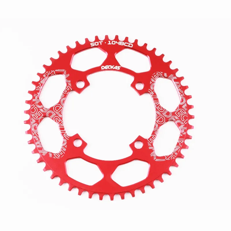 DECKAS круглый 104BCD 40/42/44/46/48/50/52T горный велосипед Звездочка MTB велосипед диаметра окружности болтов(Алюминий узкая широкая цепь из колец цепь BCD 104