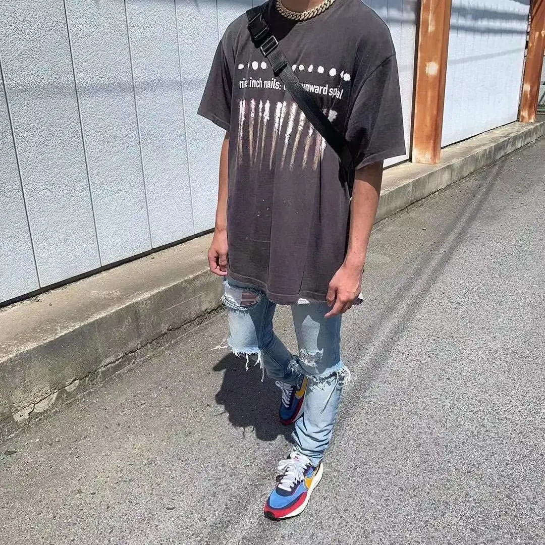 

2021 summer new European station mercerized cotton short sleeve T-shirt slim youth big tide brand couple