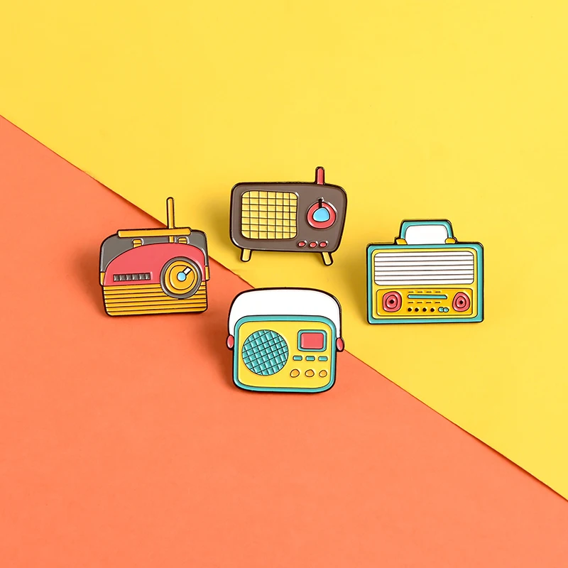 4 стиля винтажная эмалированная булавка для радио цветная мультяшная эмблема