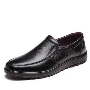 Туфли мужские из натуральной кожи, на плоской подошве, Осень-зима, теплая, повседневная, 2020