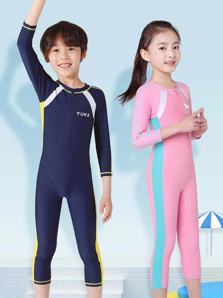 Quick Dry One Piece Swimsuit Children Long Sleeve UPF 50+ Rash Guards for Kids Girls Boys Beach Surf Bathing Swimming Pool Suit | Спорт и
