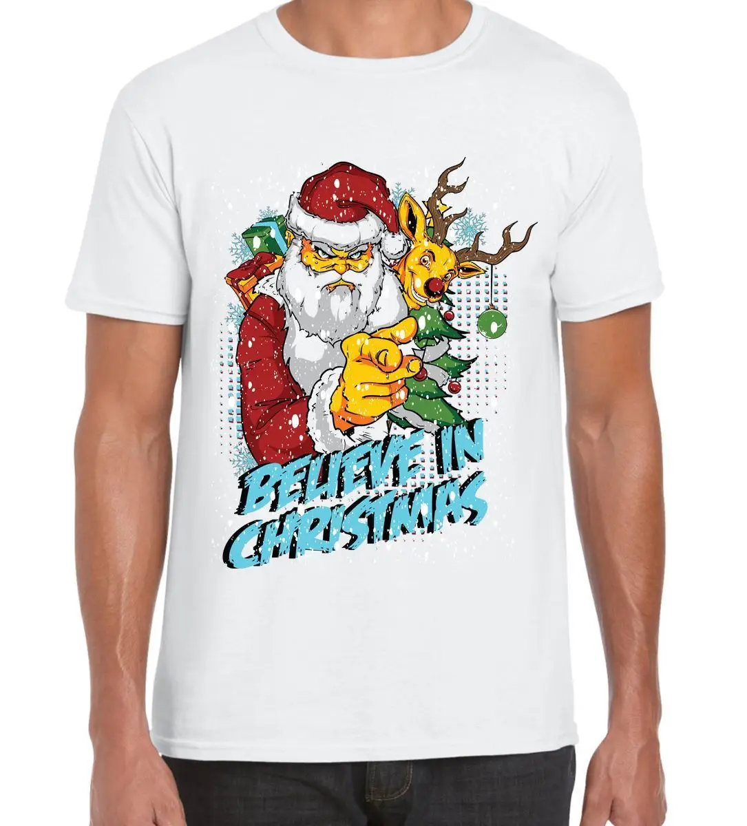 Believe In Christmas Bad santa claus Мужская футболка с рисунком унисекс новая модная свободный