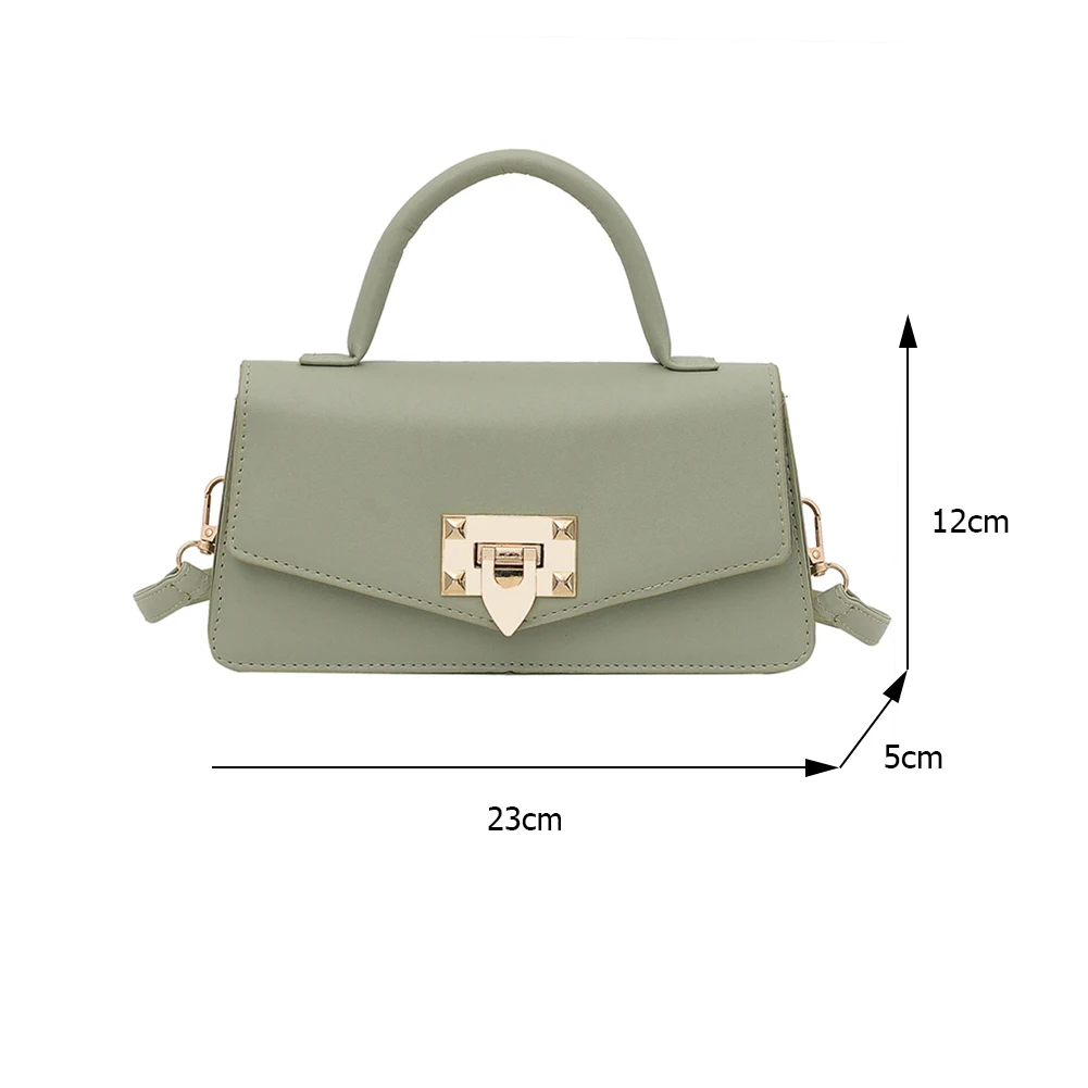 

Vintage Women Chain Shoulder Crossbody Bags PU Leather Pure Color Messenger Bag Casual Ladies Small Top-handle Handbags