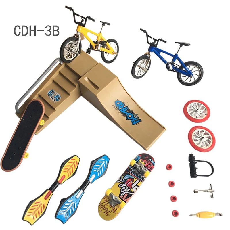 Технический пальцевой самокат Two Wheel Mini Skateboards Ramp Parts Sets BMX Fingertip Bikes Fingerboard Skate Deck Novelty Toys.