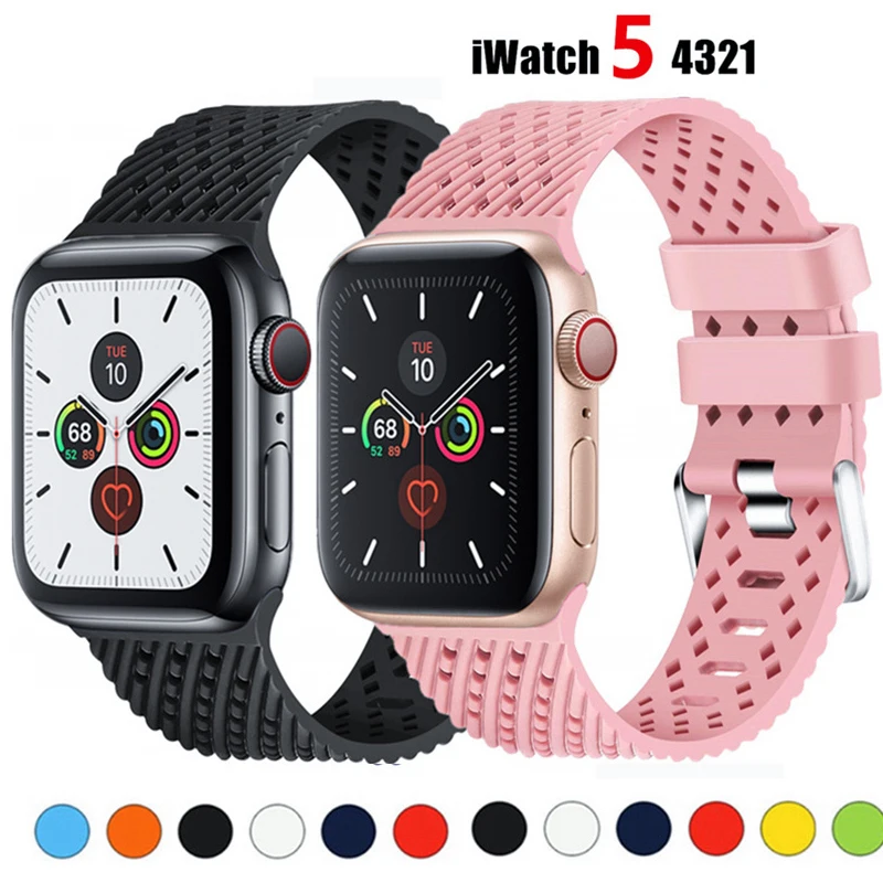 Водонепроницаемый ремешок для Apple Watch 5 band iwatch 42 мм 38 силиконовый 44 40 pulseira браслет