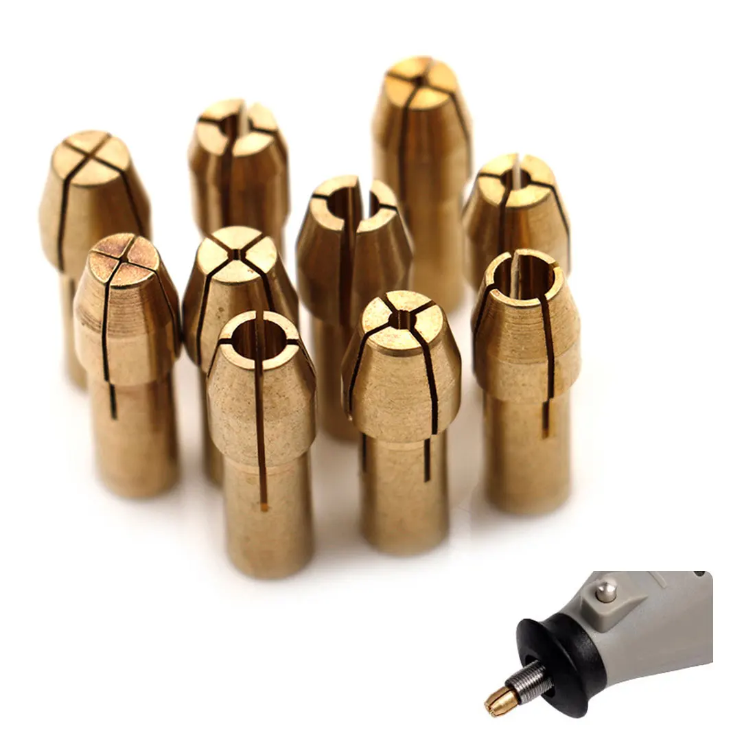 

10pcs Power Tool Mini Drill Brass Collet Chuck for Dremel Rotary Tool Dremel Accessories Machine Polishing Engraver Electric