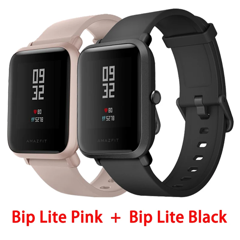 Xiaomi huami Amazfit Bip Lite 45 дней Батарея Lite 3ATM в соответствии со стандартом водонепроницаемости xiaomi smart watch amazfit bip - Цвет: Bip-Lite-pink-black