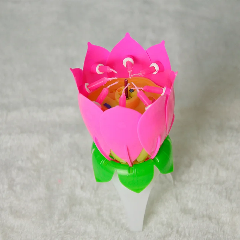 2 шт. Новая Вращающаяся Свеча в форме лотоса музыкальная свеча с днем рождения