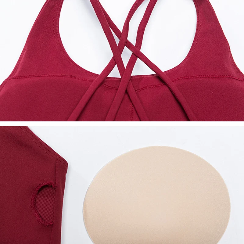 Сплошной Спагетти ремни крест Назад Йога тренажерный зал укороченный топ женский спортивный бюстгальтер для бега мягкая спортивная одежда упражнения фитнес Обрезанные Топы на бретелях