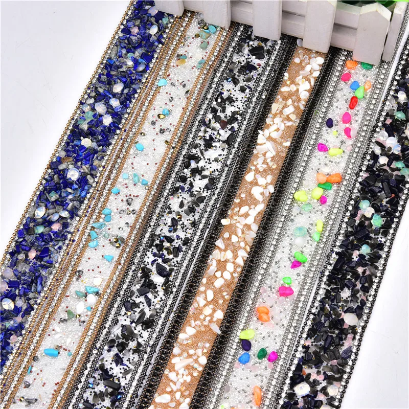 Лента горячей фиксации 3 5 см в ширину гравий стразы свадебная Аппликация из